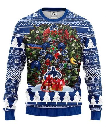 Vancouver Canucks Tree Christmas Ugly  Sweater, NHL Christmas Sweater