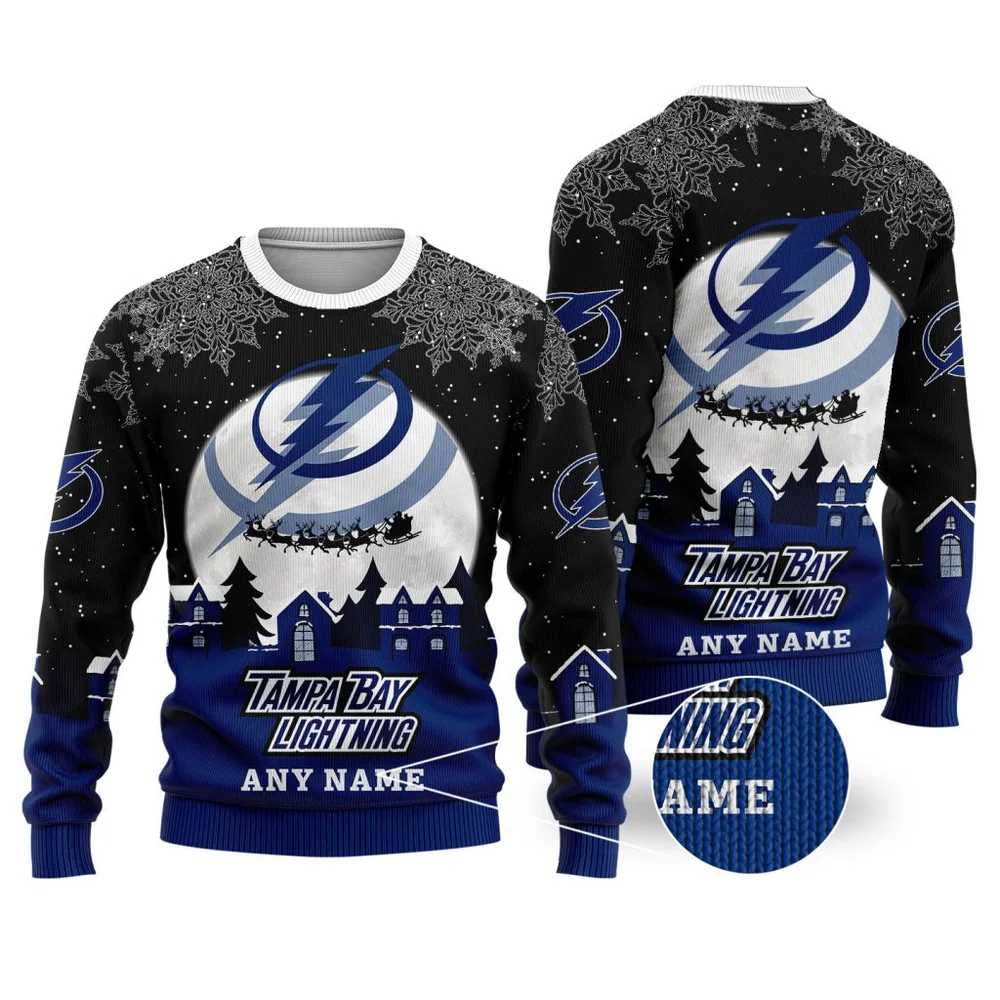 NHL Tampa Bay Lightning Personalized Name Christmas Ugly Sweater Design ST2306