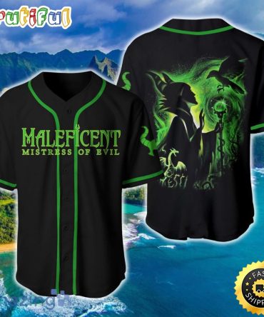 Villian Maleficent Green Black Neon Disney Baseball Jersey