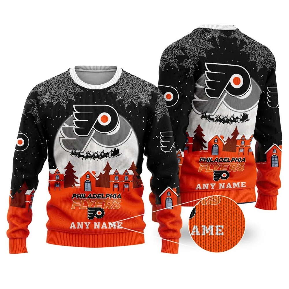 NHL Philadelphia Flyers Personalized Name Christmas Ugly Sweater Design ST2306