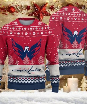 Washington Capitals Big Logo Ugly Christmas Sweater, NHL Christmas Sweater