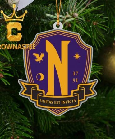 Wednesday Nevermore Academy Logo Unitas Est Invicta Acrylic Christmas Tree Decor Ornament