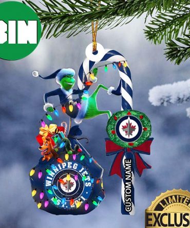Winnipeg Jets NHL Grinch Candy Cane Custom Name Xmas Gifts Christmas Tree Decorations Ornament