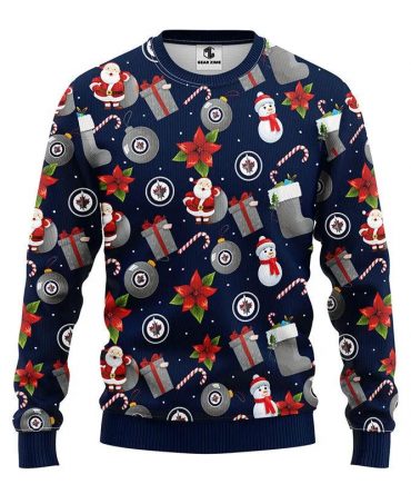 Winnipeg Jets Santa Claus Snowman Ugly Christmas Sweater, NHL Christmas Sweater