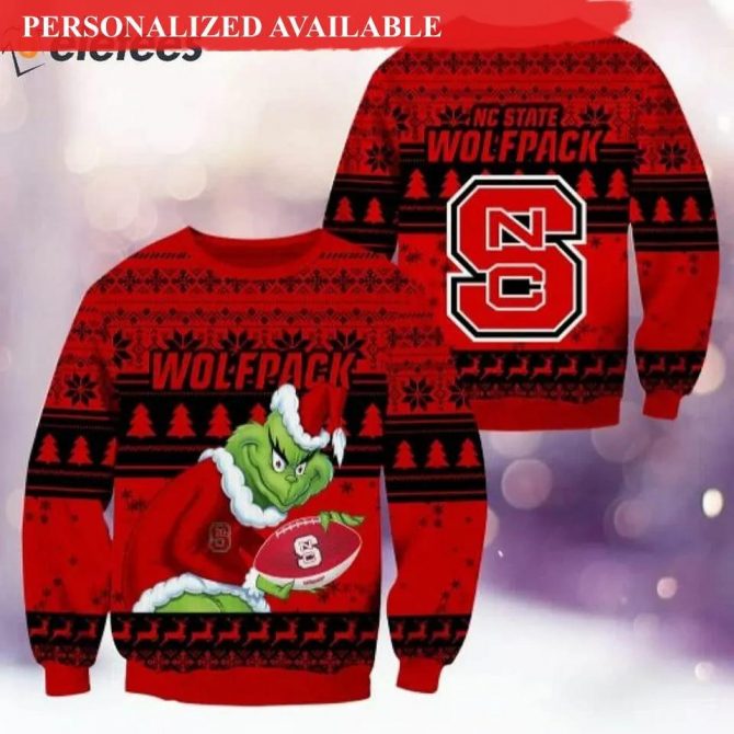 Wolfpack Grinch Ugly Christmas Sweater, NCAA Christmas Sweater
