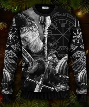 King Of War Vegvisir Symbol Viking Ugly Christmas Sweater
