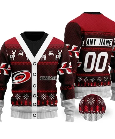 NHL Carolina Hurricanes | Personalized Name &amp; Number Unisex Sweater For Christmas Season