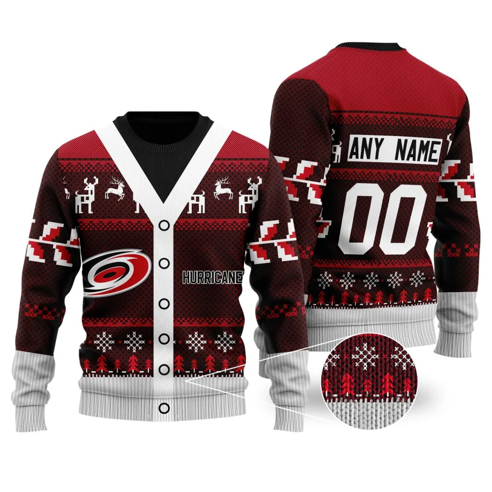 NHL Carolina Hurricanes | Personalized Name & Number Unisex Sweater For Christmas Season