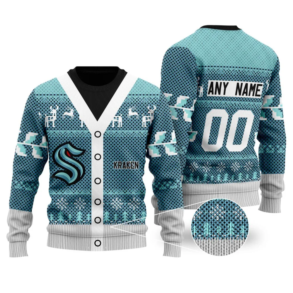 NHL Seattle Kraken | Personalized Name & Number Unisex Sweater For Christmas Season