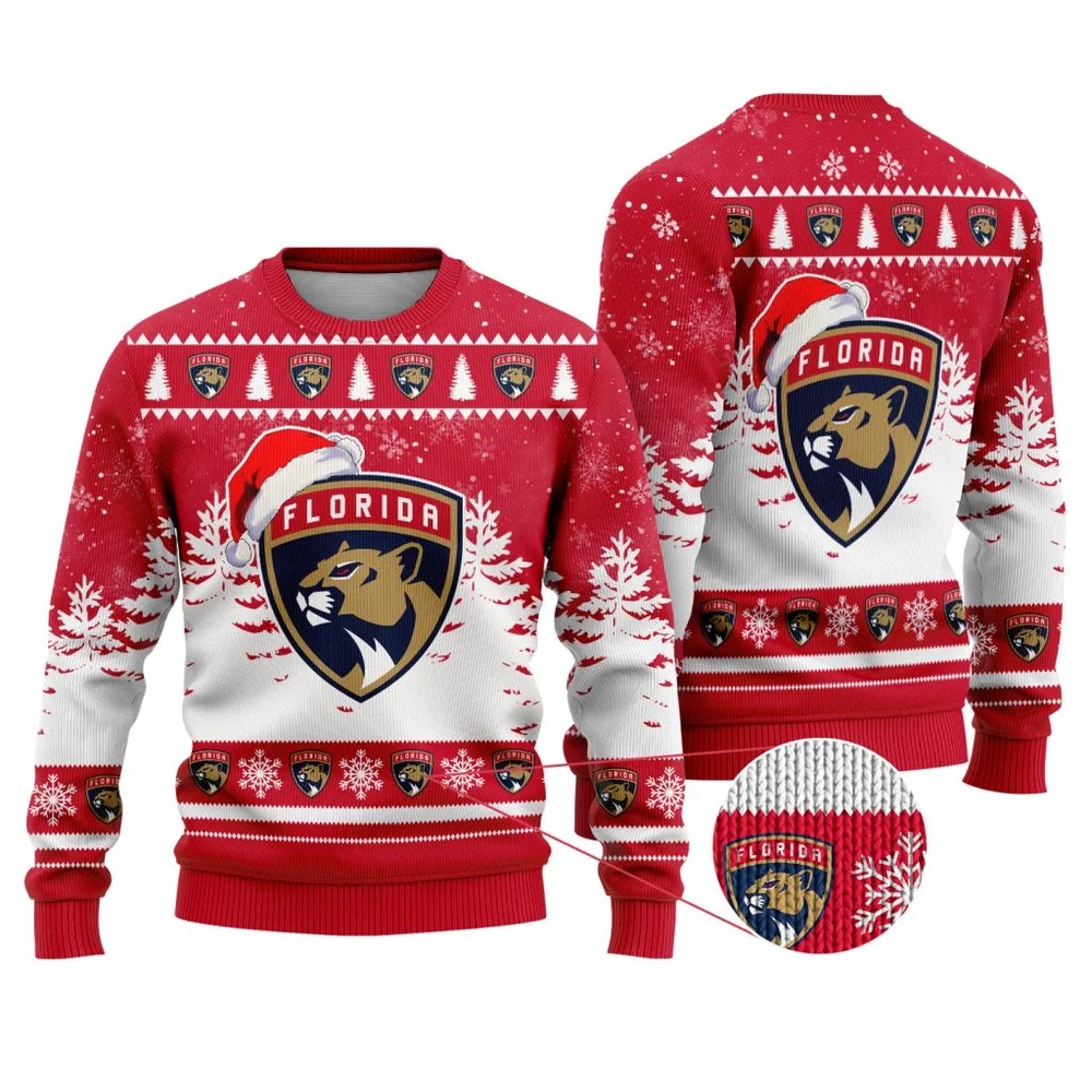 NHL Florida Panthers Personalized Name Christmas Design Ugly Sweater ST2301