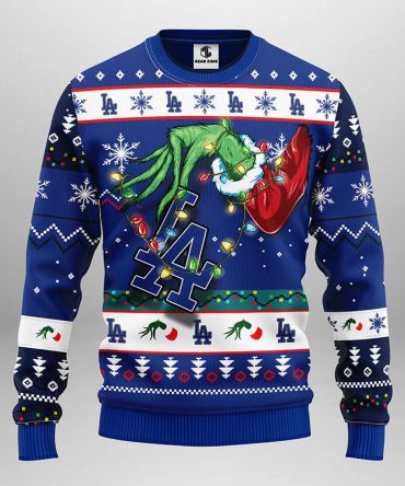 Los Angeles Dodgers Grinch Ugly Christmas Sweater, Grinch Xmas Sweater