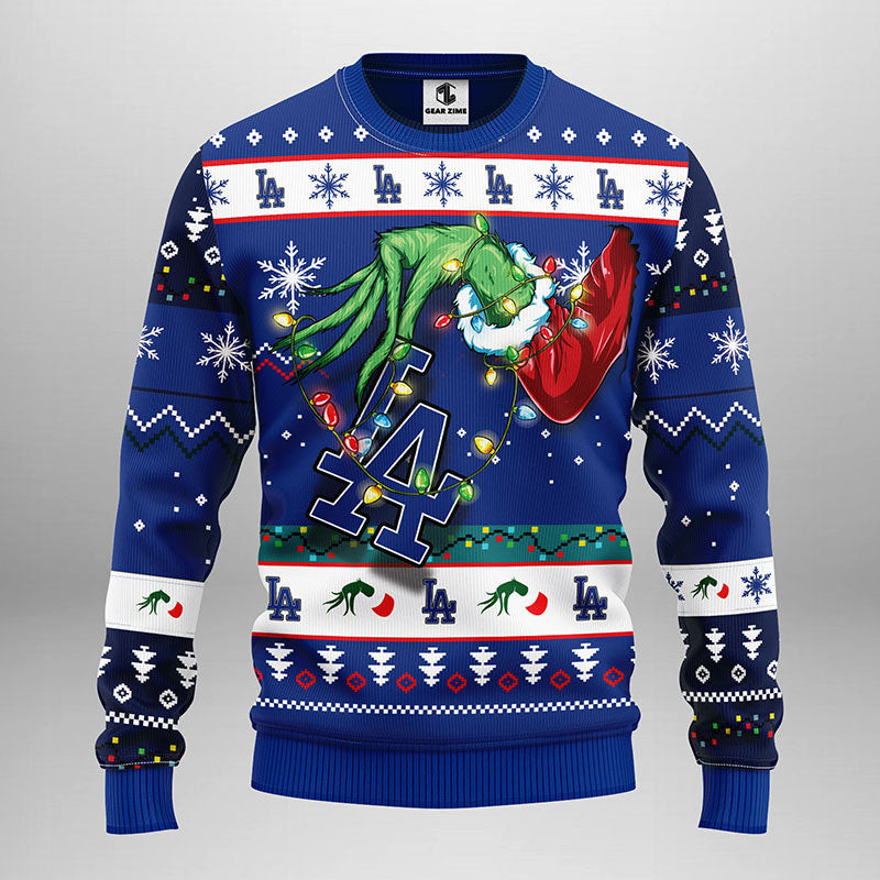 Los Angeles Dodgers Grinch Ugly Christmas Sweater, Grinch Xmas Sweater