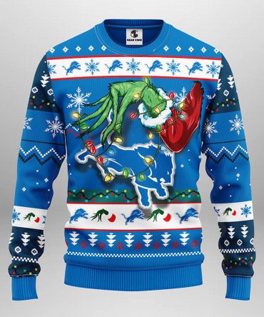 Detroit Lions Grinch Ugly Christmas Sweater, Grinch Xmas Sweater
