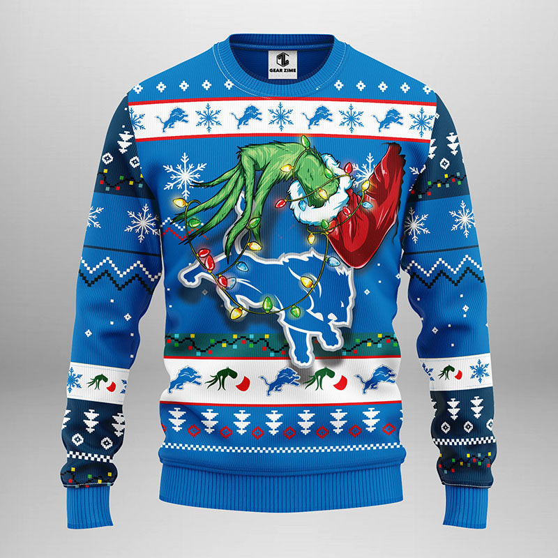 Detroit Lions Grinch Ugly Christmas Sweater, Grinch Xmas Sweater