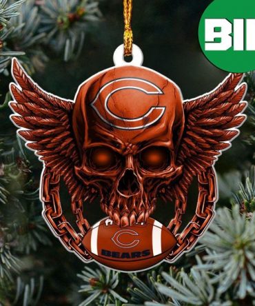 Xmas Skull Gift For NFL Chicago Bears Fans Christmas Tree Decorations Unique Ornament