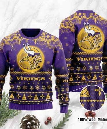 Minnesota Vikings Santa Claus In The Moon Ugly Christmas Sweater
