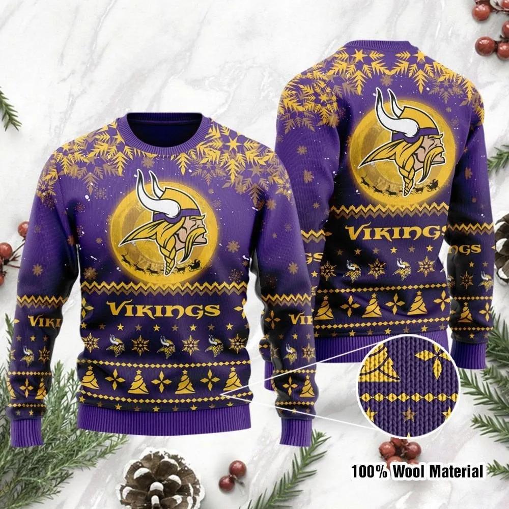 Minnesota Vikings Santa Claus In The Moon Ugly Christmas Sweater
