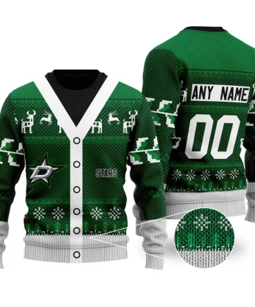 NHL Dallas Stars | Personalized Name &amp; Number Unisex Sweater For Christmas Season