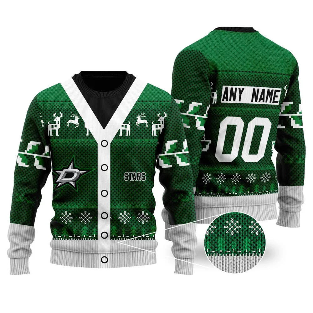NHL Dallas Stars | Personalized Name & Number Unisex Sweater For Christmas Season
