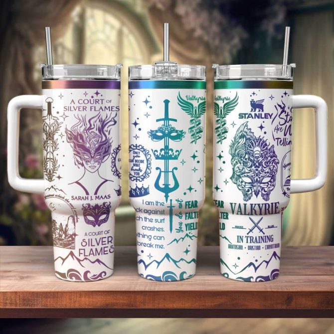 A Court of Silver Flames Book Custom Stanley Quencher 40oz Stainless Steel Tumbler With Handle