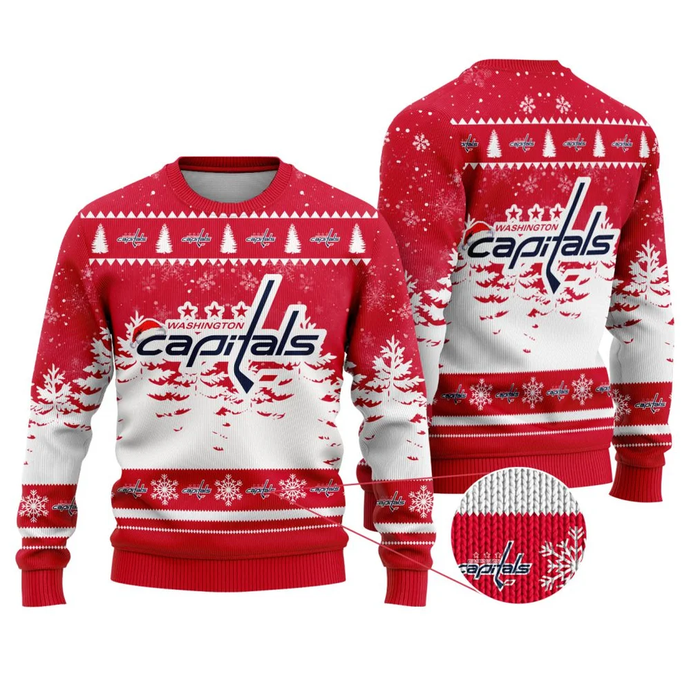 NHL Washington Capitals Personalized Name Christmas Design Ugly Sweater ST2301