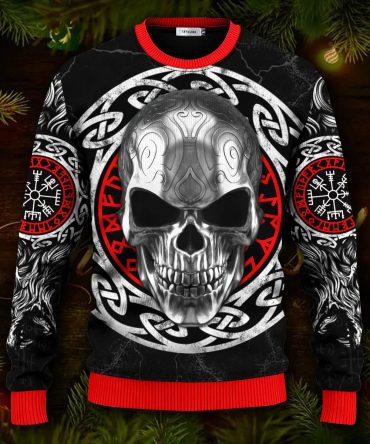 Vegvisir Symbol Skull Viking Ugly Christmas Sweater