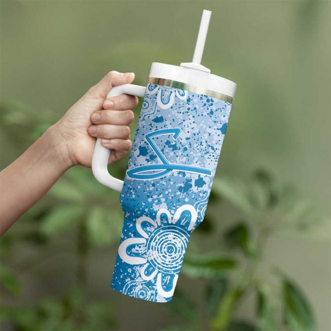 Adelaide Strikers Minimalism Aboriginal Custom Stanley Quencher 40oz Stainless Steel Tumbler With Handle - Image 4