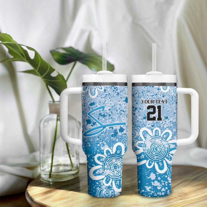 Adelaide Strikers Minimalism Aboriginal Custom Stanley Quencher 40oz Stainless Steel Tumbler With Handle - Image 9