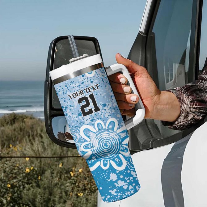 Adelaide Strikers Minimalism Aboriginal Custom Stanley Quencher 40oz Stainless Steel Tumbler With Handle - Image 7