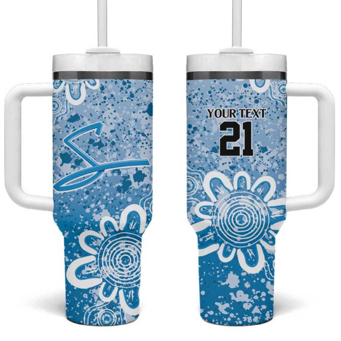 Adelaide Strikers Minimalism Aboriginal Custom Stanley Quencher 40oz Stainless Steel Tumbler With Handle - Image 2