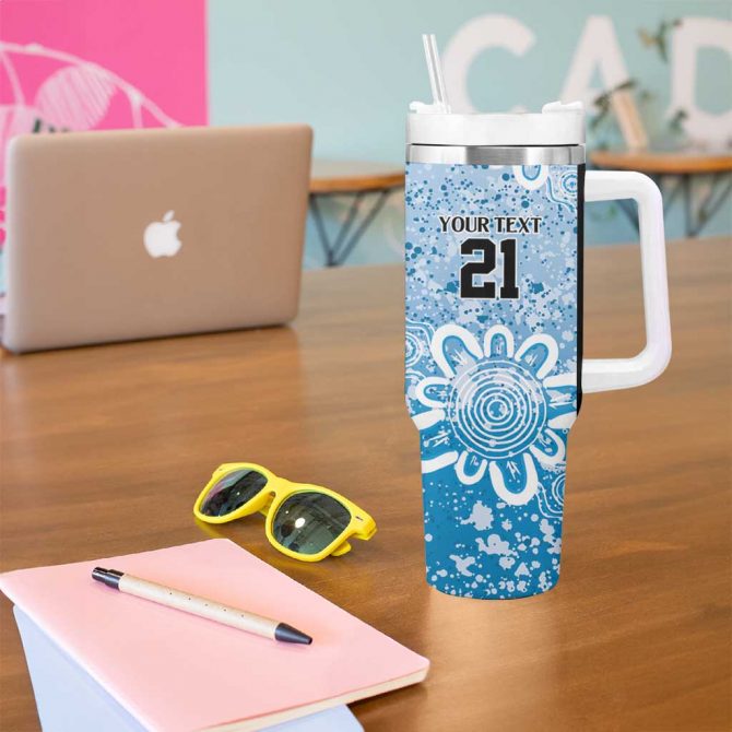 Adelaide Strikers Minimalism Aboriginal Custom Stanley Quencher 40oz Stainless Steel Tumbler With Handle - Image 5