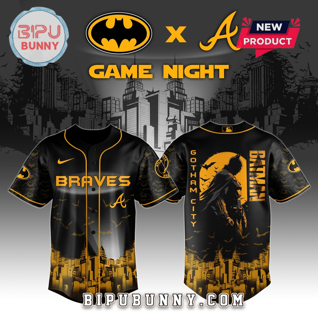 Atlanta Braves MLB x Batman Game Night Baseball Jersey