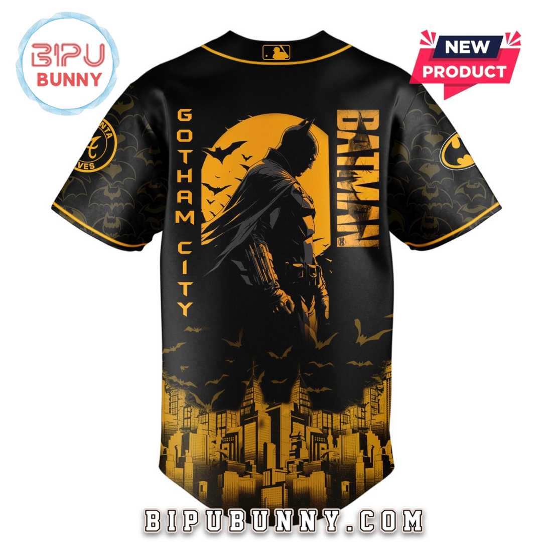 Atlanta Braves MLB x Batman Game Night Baseball Jersey - Image 3
