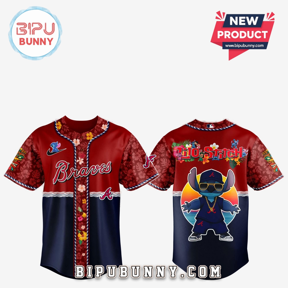 Atlanta Braves x Lilo and Stitch Baseball Jersey 2025 - Image 2