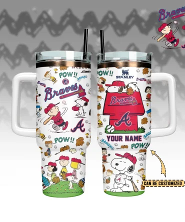 Atlanta Braves x Peanuts Custom Stanley Cup 40 oz 30 oz Tumbler With Handle