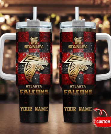 Custom Atlanta Falcons Tumbler with Handle - Personalized NFL Fan Gift