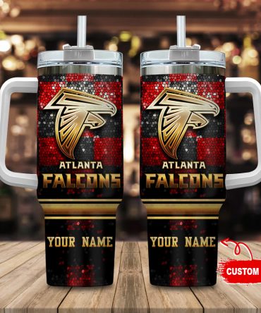 Custom Atlanta Falcons Tumbler with Handle - Personalized NFL Fan Gift