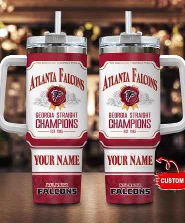 Custom Atlanta Falcons Champion Tumbler with Handle - Personalized Fan Gift