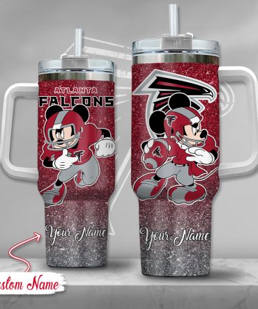 Custom Atlanta Fan Tumbler with Handle - Personalized Glitter Design 40oz