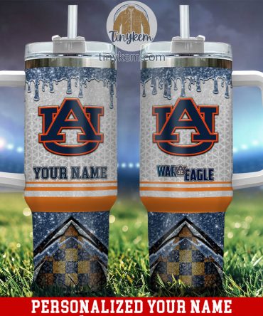 Personalized Auburn University Tumbler with Straw - Custom Name & War Eagle Design