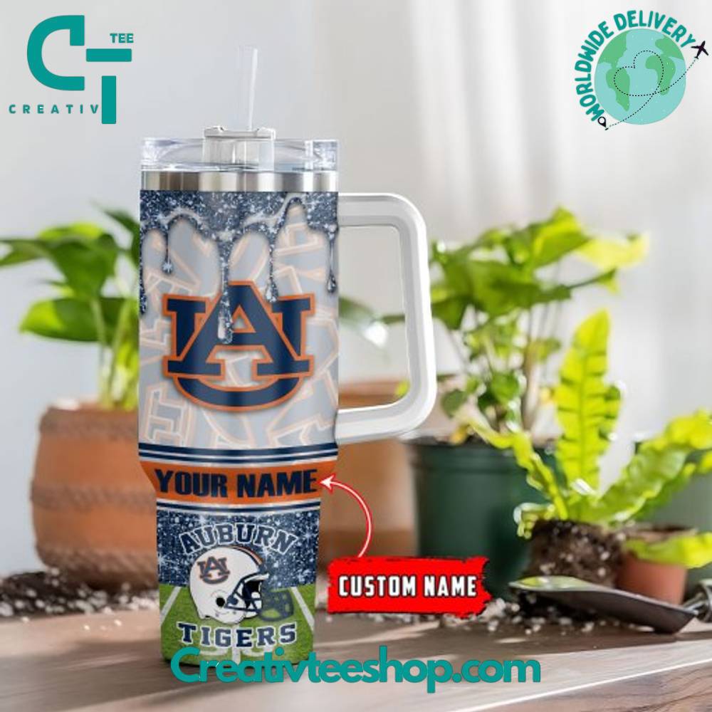 Customizable Auburn Tigers Tumbler with Handle - Show Your Team Spirit!