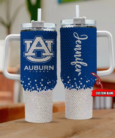Custom Rhinestone Tumbler with Handle & Straw - Personalized Glitter Design
