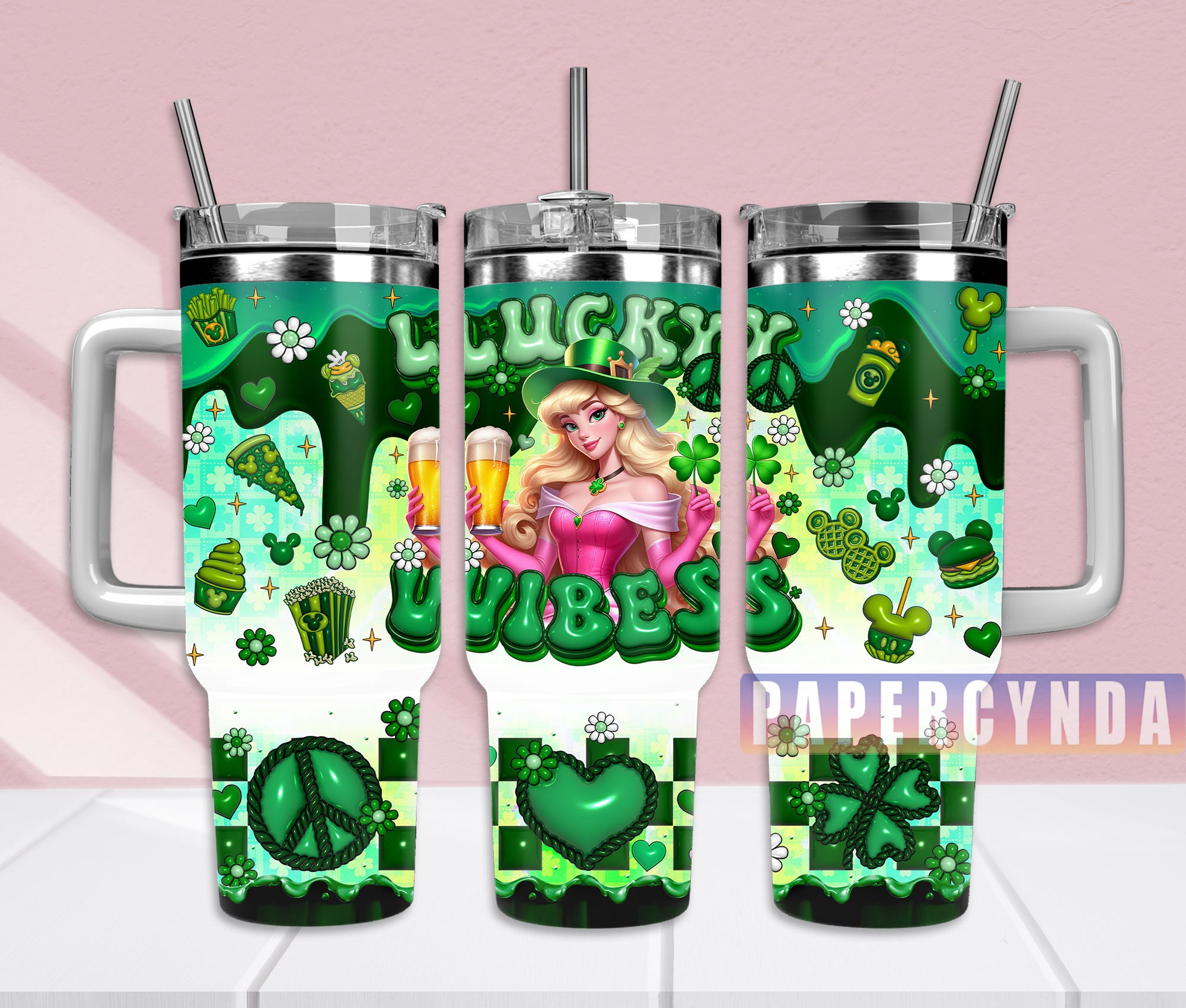 Lucky Vibes 40oz Tumbler with Straw - St. Patrick's Day Special Edition