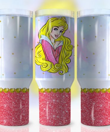 Enchanting Princess Glitter Tumbler with Handle - Perfect for Kids & Fans