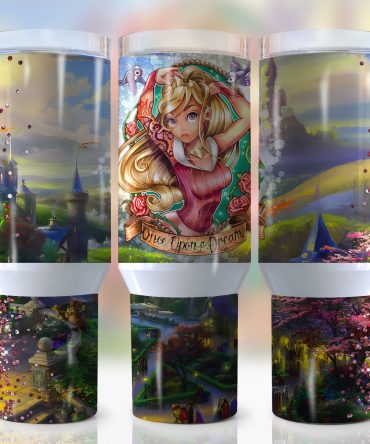 Whimsical Fantasy Art Tumbler with Handle - Enchanting Castle & Character Design