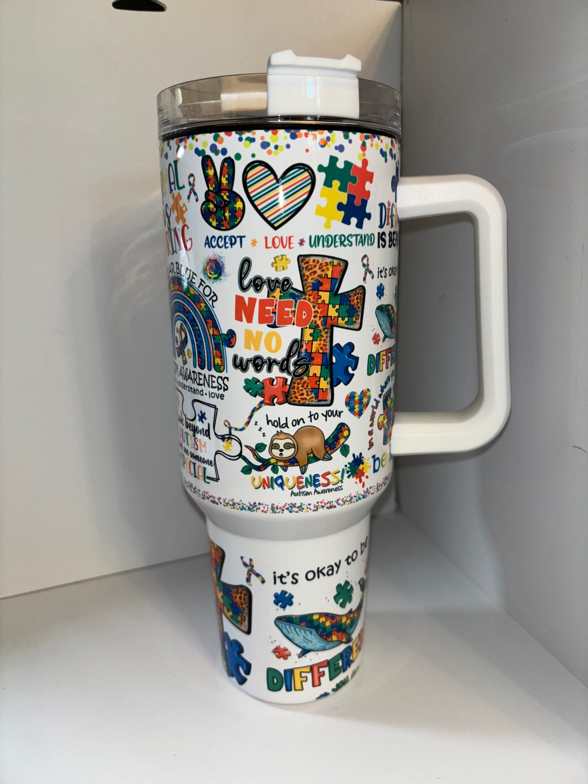 Colorful Autism Awareness Tumbler - Celebrate Uniqueness & Spread Love - Image 4