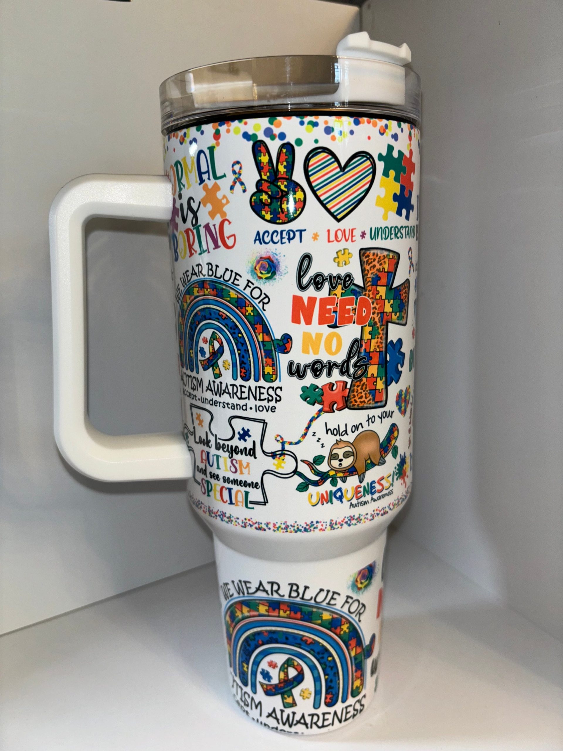 Colorful Autism Awareness Tumbler - Celebrate Uniqueness & Spread Love - Image 2