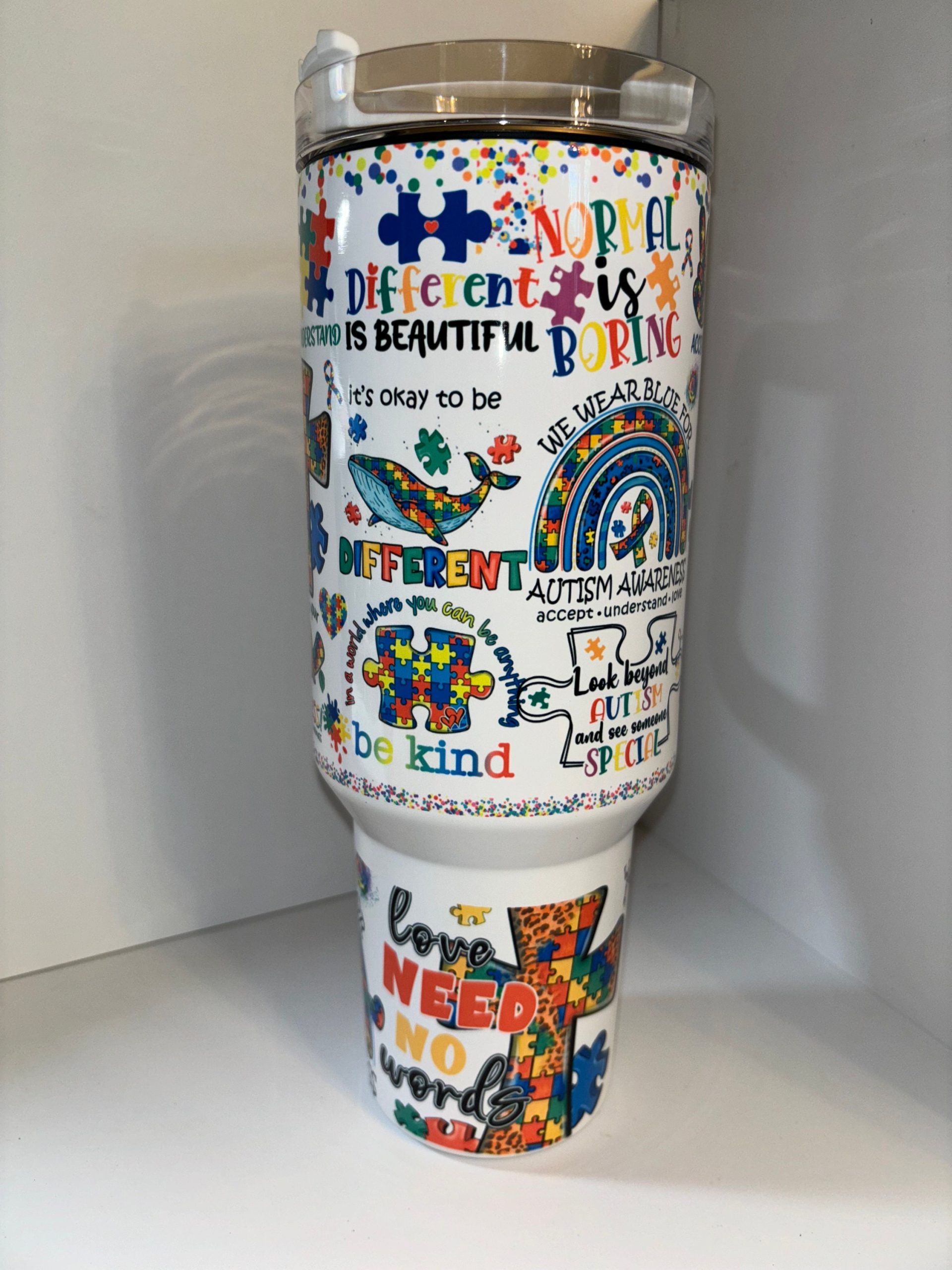 Colorful Autism Awareness Tumbler - Celebrate Uniqueness & Spread Love - Image 3