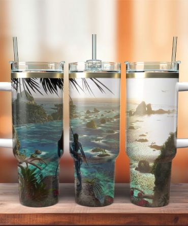 Stunning Fantasy Ocean Scene Tumbler with Handle and Straw - 40oz