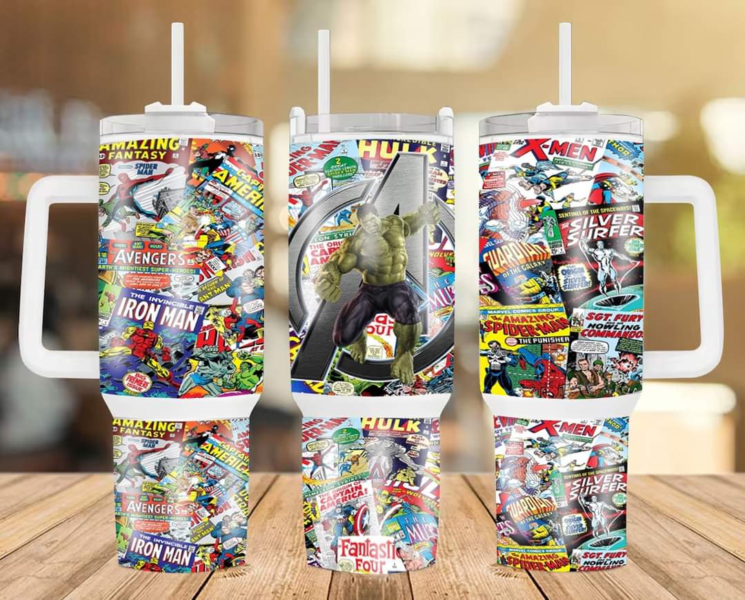 Marvel Comics Superhero Tumbler Mug with Handle - Iconic Design